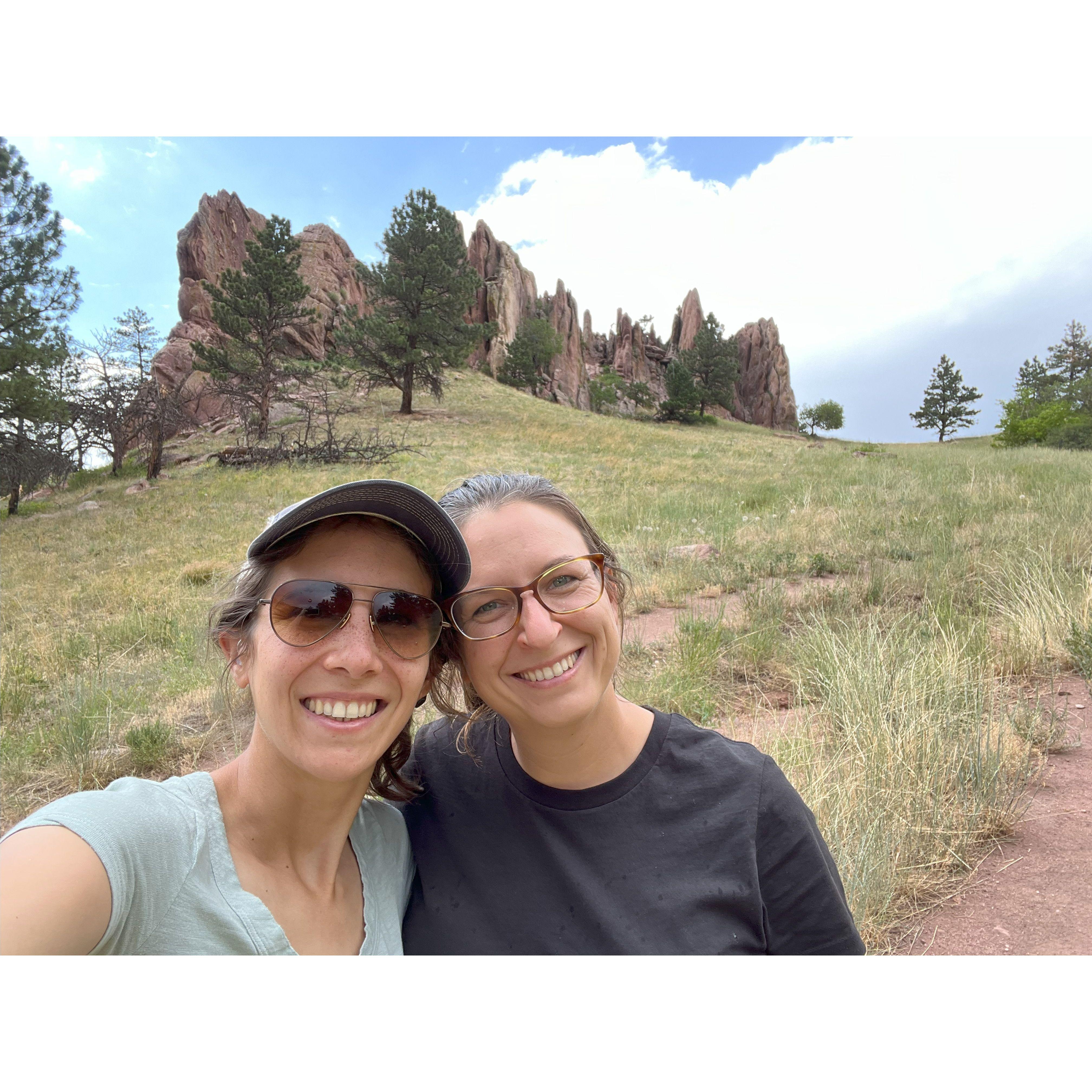 Hiking in Boulder! Amie proposed to Leila on the hike!