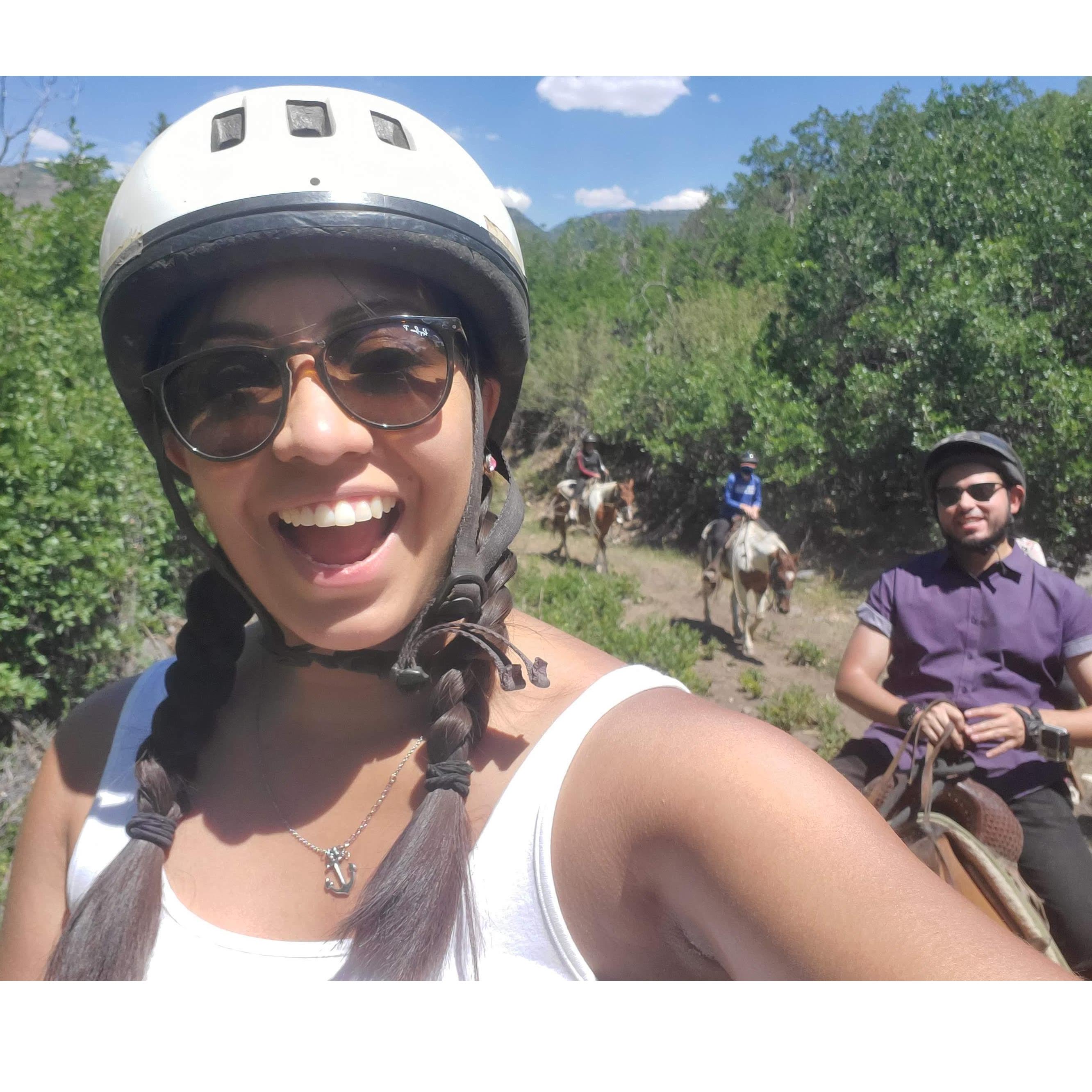 This is us making the best of our "Would have been wedding date". We celebrated by going horseback riding in Glenwood springs! 8.8.2020. It was sooo much fun! First time for both of us.