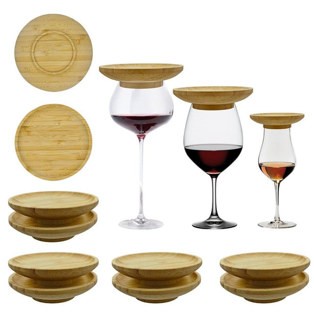 10pcs Wine Glass Charcuterie Topper, Wine Glass Covers To Keep Bugs Out,Wine Glass Charcuterie Board Topper, Bamboo Wine Glass Topper Can Also Be Used As Appetizer Plates and Small Charcuterie Boards