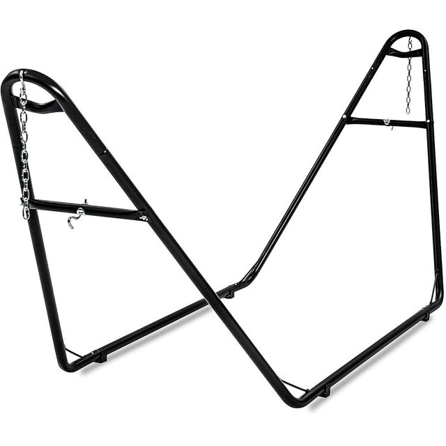 gafete Universal 2 Person Hammock Stand Only, 600 lbs Capacity, Fits 9 to 14ft Hammocks, Adjustable Double Heavy Duty Powder-Coated Steel Stand for Outside, Multi-Use (Black)