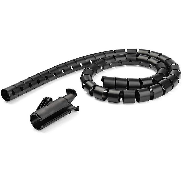 StarTech.com 2.5m (8.2ft) Cable Management Sleeve - Spiral - 1" (25mm) Diameter - W/Cable Loading Tool - Black (CMSCOILED2)