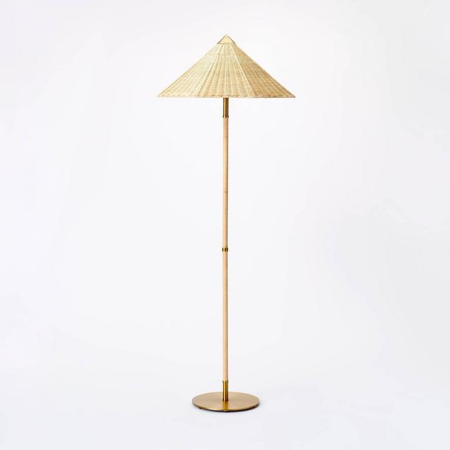 Floor Lamp with Tapered Rattan Shade Brown - Threshold™ designed with Studio McGee