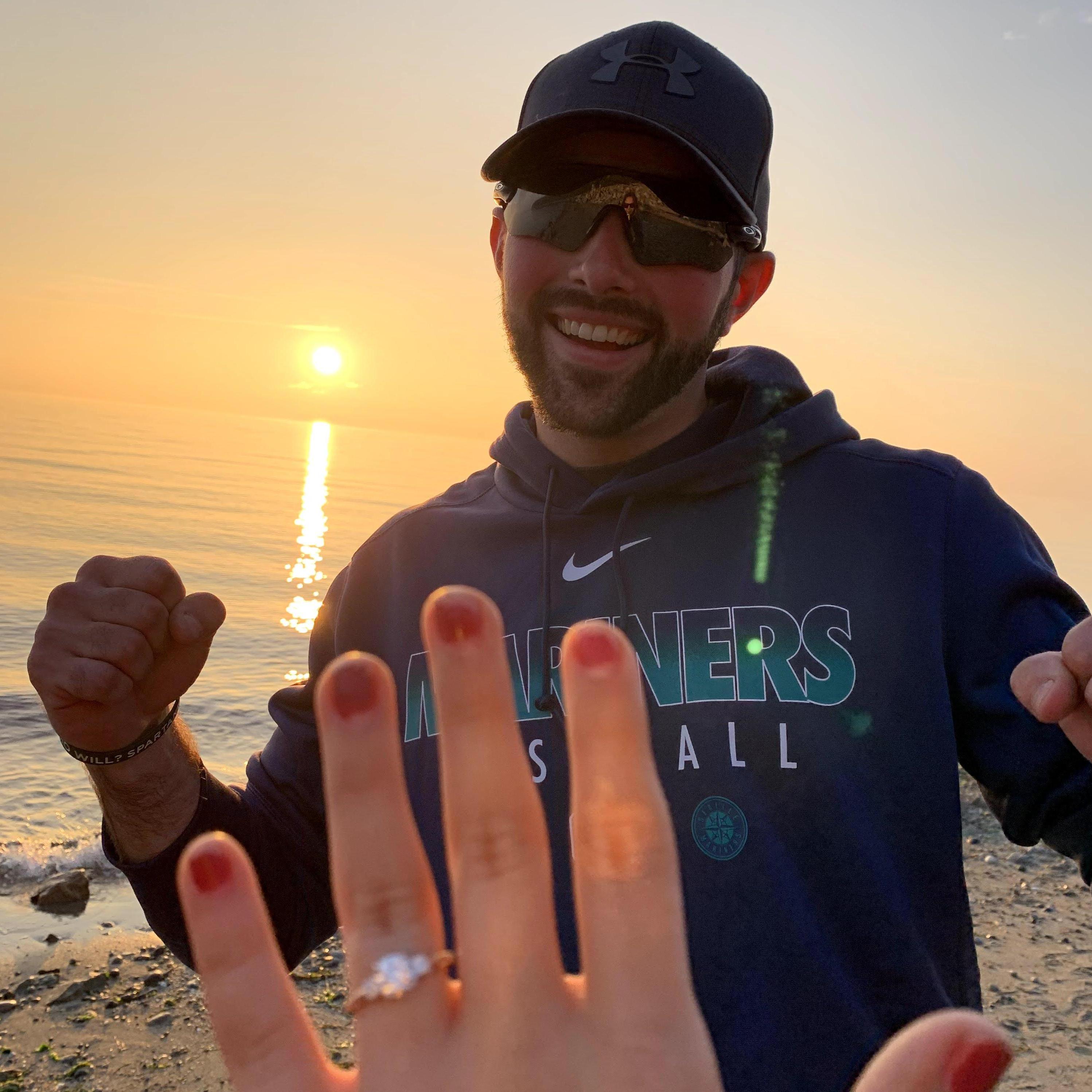 Marcus proposed at sunset on their favorite beach!