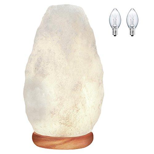 WBM Himalayan Glow Natural White Salt Lamp Night Light,with Neem Wooden Base/Salt Lamp Light Bulbs and Dimmer Switch