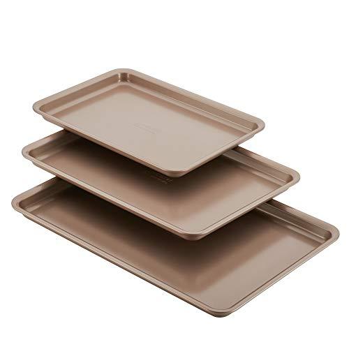Anolon 46864 Gourmet Nonstick Bakeware Set with Nonstick Cookie Sheets / Baking Sheets - 3 Piece, Bronze Brown