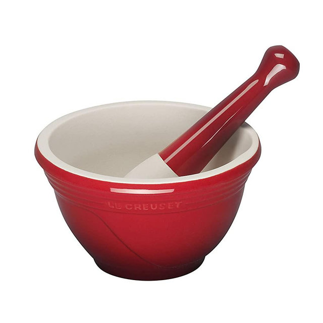 Le Creuset PG4050-0467 Stoneware Mortar and Pestle, 10-Ounce, Cerise