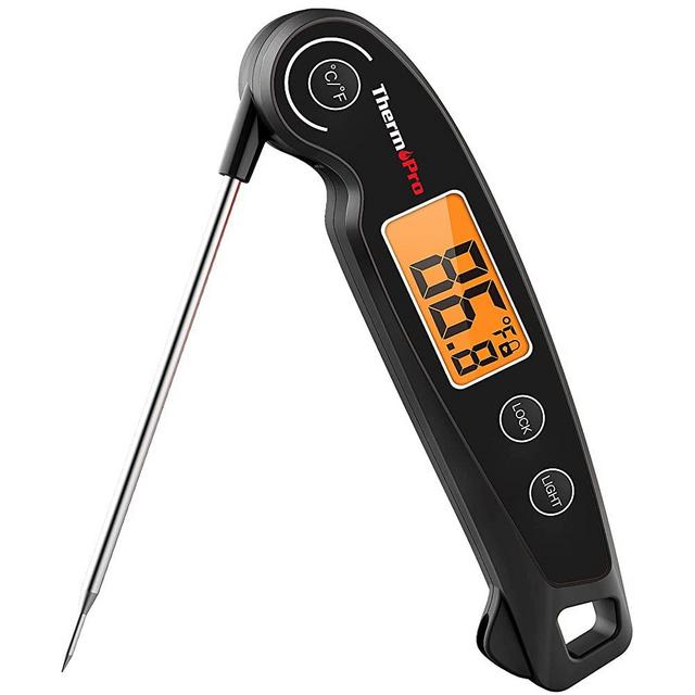 ThermoPro TP605 Instant Read Meat Thermometer for Cooking, Waterproof Digital Food Thermometer with Large Backlit LCD, 180° Foldaway Probe Kitchen Thermometer for Grilling, Smoking & Candy Making