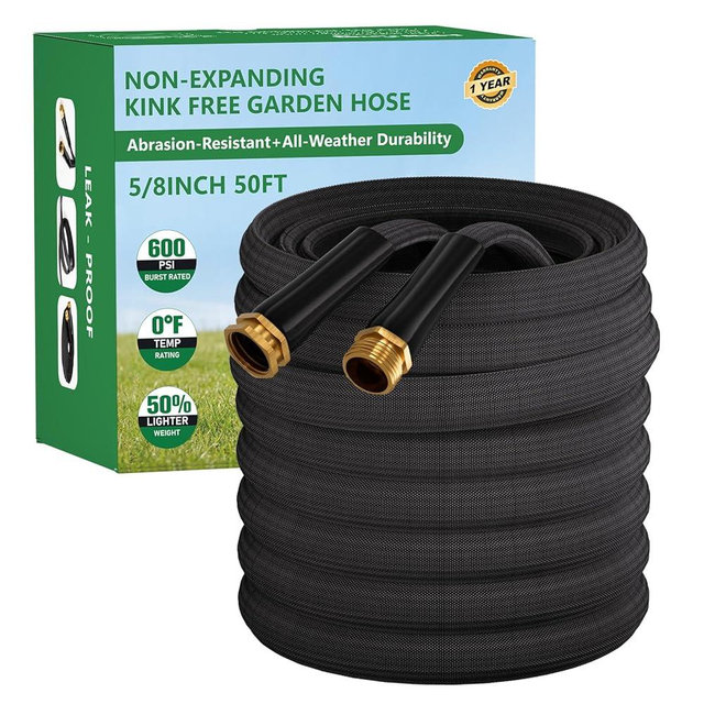 Garden Hose 50FT, Non-Expanding Water Hose Ultra Lightweight, Kink-Free, Burst-Resistant, Lead-Free, Durable & Flexible High-Pressure Hose for Yard, Lawn, Outdoor, Car Washing