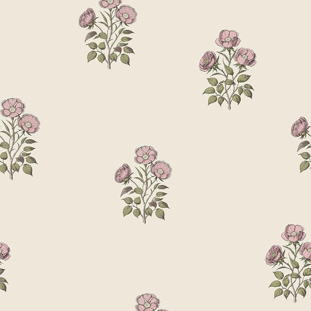 LUKUUI 17.3"× 590.5" Vintage Floral Wallpaper Peel and Stick Boho Wallpaper Removable Waterproof Beige Rose Pattern Contact Paper for Bedroom, Bathroom, Home Wall