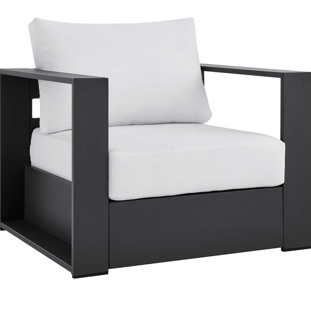 Modway Tahoe Aluminum Outdoor Patio Armchair in Gray White