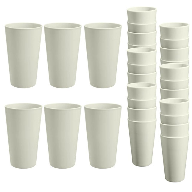 HEYCOME 24 Pcs Unbreakable Plastic Cups Set, 20 oz Reusable Plastic Cups, Stackable Water Tumblers, Drinking Cup for Kitchen, Outdoor, BPA-free, Dishwasher Refrigerator and Microwave Safe, Beige
