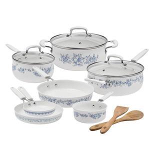 The Pioneer Woman 12-Piece Classic Ceramic Cookware Set, Agatha Blue