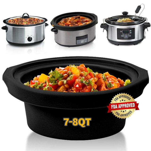 Slow Cooker Liners fit Crock Pot 7-8 QT,Maywe Tanso for Crock Pot Liners For 7-8 Quart Oval or Round Slow Cookers,Reusable & Leakproof Silicone Slow Cooker Liner For Crock Pot
