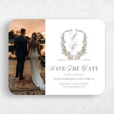 White Rounded Wedding Save the Date - Cindra Photo