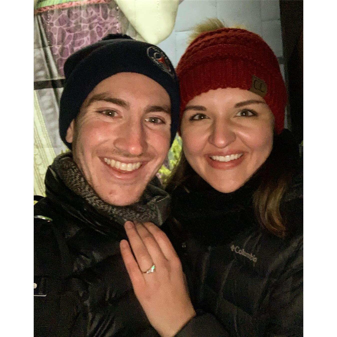 The night Cameron proposed! He surprised Katy on by proposing after the Portland Light Festival on the Tillikum bridge overlooking the city.