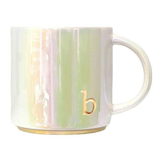COLLECTIVE HOME - Ceramic Coffee Mug, Iridescent Finish Cups, Personalized Lowercase Embossed Lettering, Lustrous Multicolored Finish, Ideal for Unique Gifts (b)