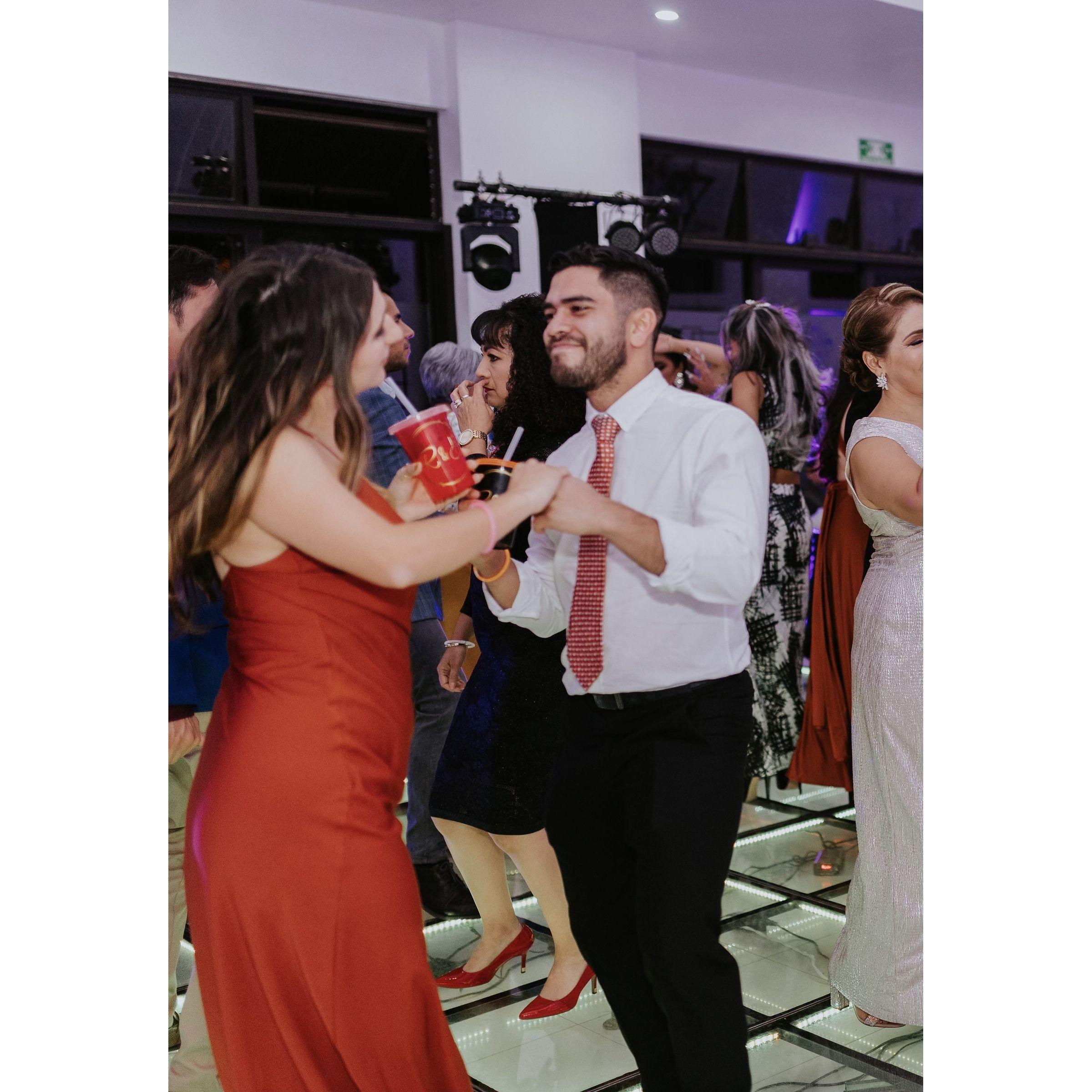 Tearing it up on the dance floor together!