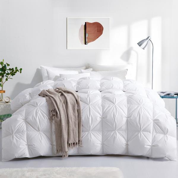 Puredown Luxury 800 Fill Power Down Comforter White Goose Down 700 TC Baffle Box, Winter Comforter 100% Cotton Cover