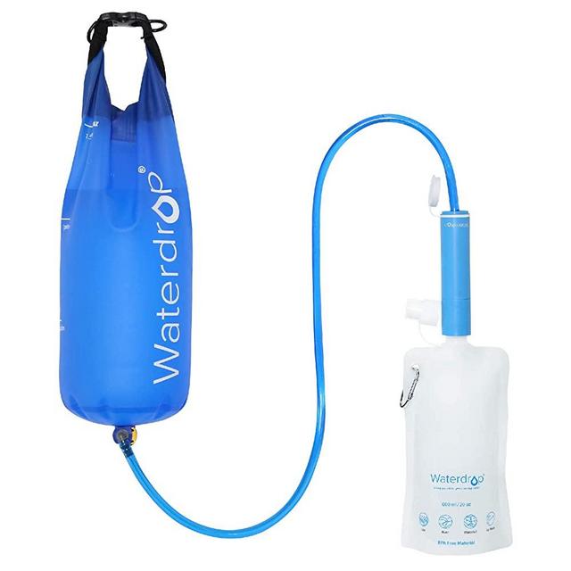 Waterdrop Water Filter Straw with Gravity Water Bag, Portable Camping Filtration System, Drinking Water Purifier for Emergency Hiking Travel Backpacking