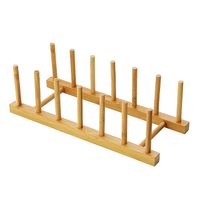 Kunovo Bamboo Dish Rack,Pot lid/Plate/Cutting Board Organizer for Kitchen cabinets,Bottle Drying Holder…