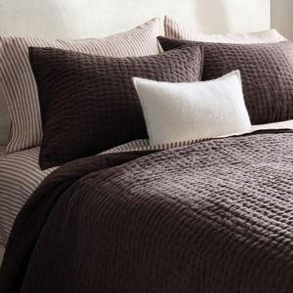 European Linen Cotton Stitch Quilt in Espresso