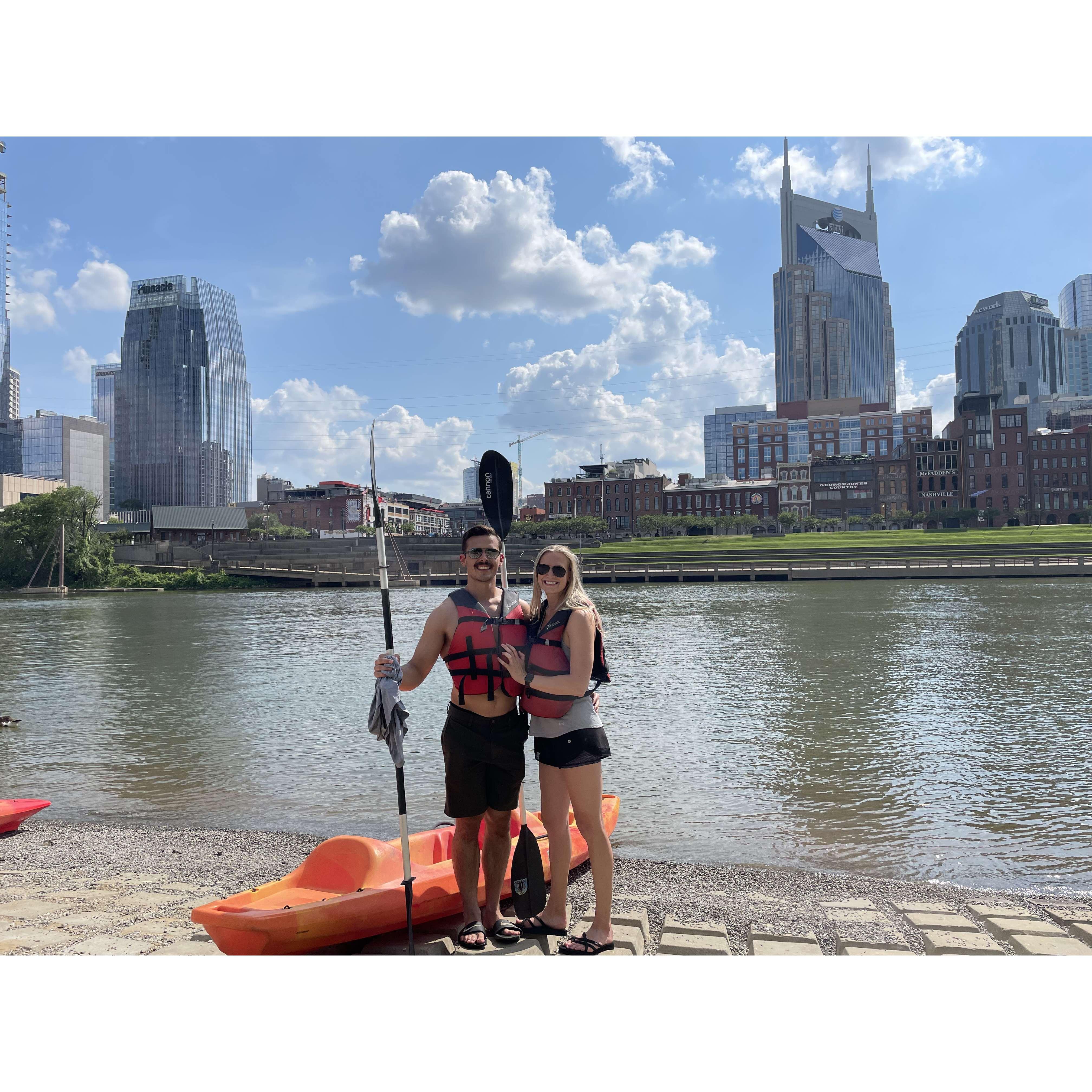 Kayaking the Cumberland River in Nashville.