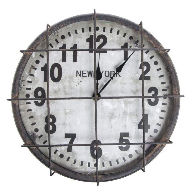 Kalalou Black and White Metal New York Clock