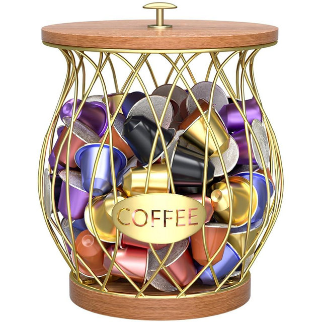 APOIMNA Coffee Pod Holder, Gold K Cup Holder for Counter, Coffee Pods Storage Organizer for Coffee Bar Accessories Decor(Gold)
