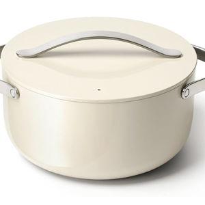 Caraway Dutch Oven Pot with Lid (6.5 qt, 10.5") - Non-Stick Ceramic Coating - Free From Forever Chemicals - Oven Safe & Stovetop Agnostic - Cream