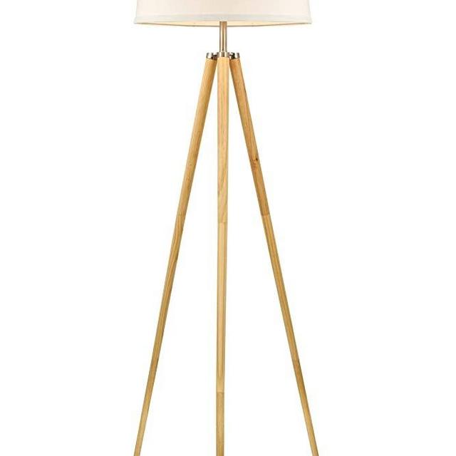 Kira Home Grace 60.5" Mid Century Modern Tripod LED Floor Lamp + Energy Efficient 10.5W Bulb, Wooden Tripod Legs + White Shade