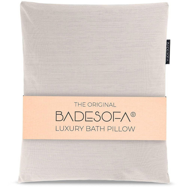 BADESOFA® Luxury Bathtub Pillow L - Large Bath Pillow for Therapeutic Neck and Back Support Quick-Drying - Full Body Bath Tub Cushion - Luxury Spa Cushion in Ivory Pearl
