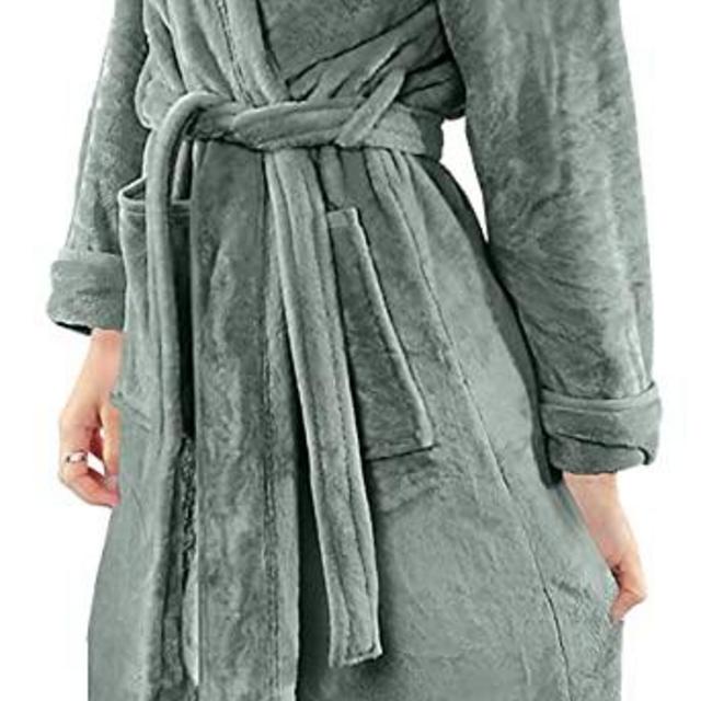 NY Threads Women Fleece Shawl Collar Bathrobe - Plush Long Robe