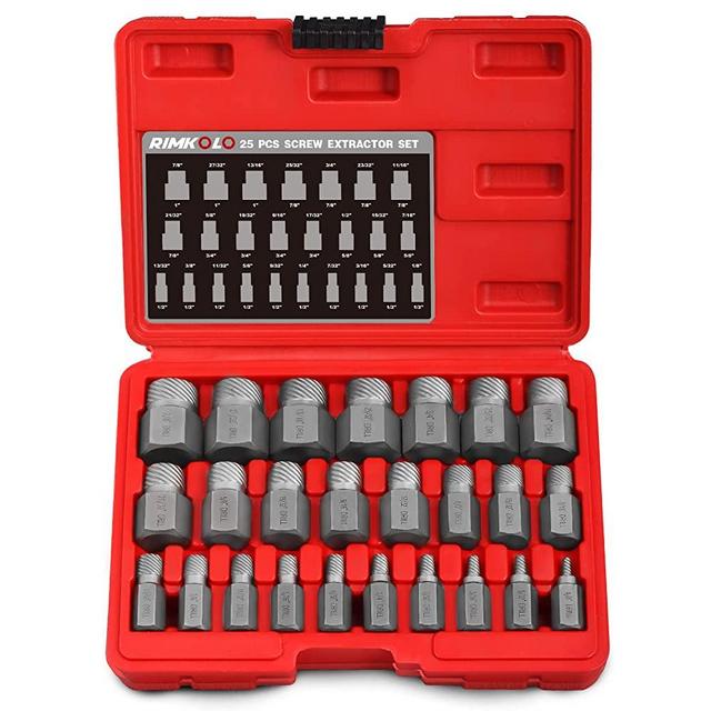 RIMKOLO 25-Piece Screw Extractor Set, Multi-spline Extractor Set Easy Out Bolt Extractors CR-MO Bolt Remover for Removing Broken Studs Bolts Socket Screws