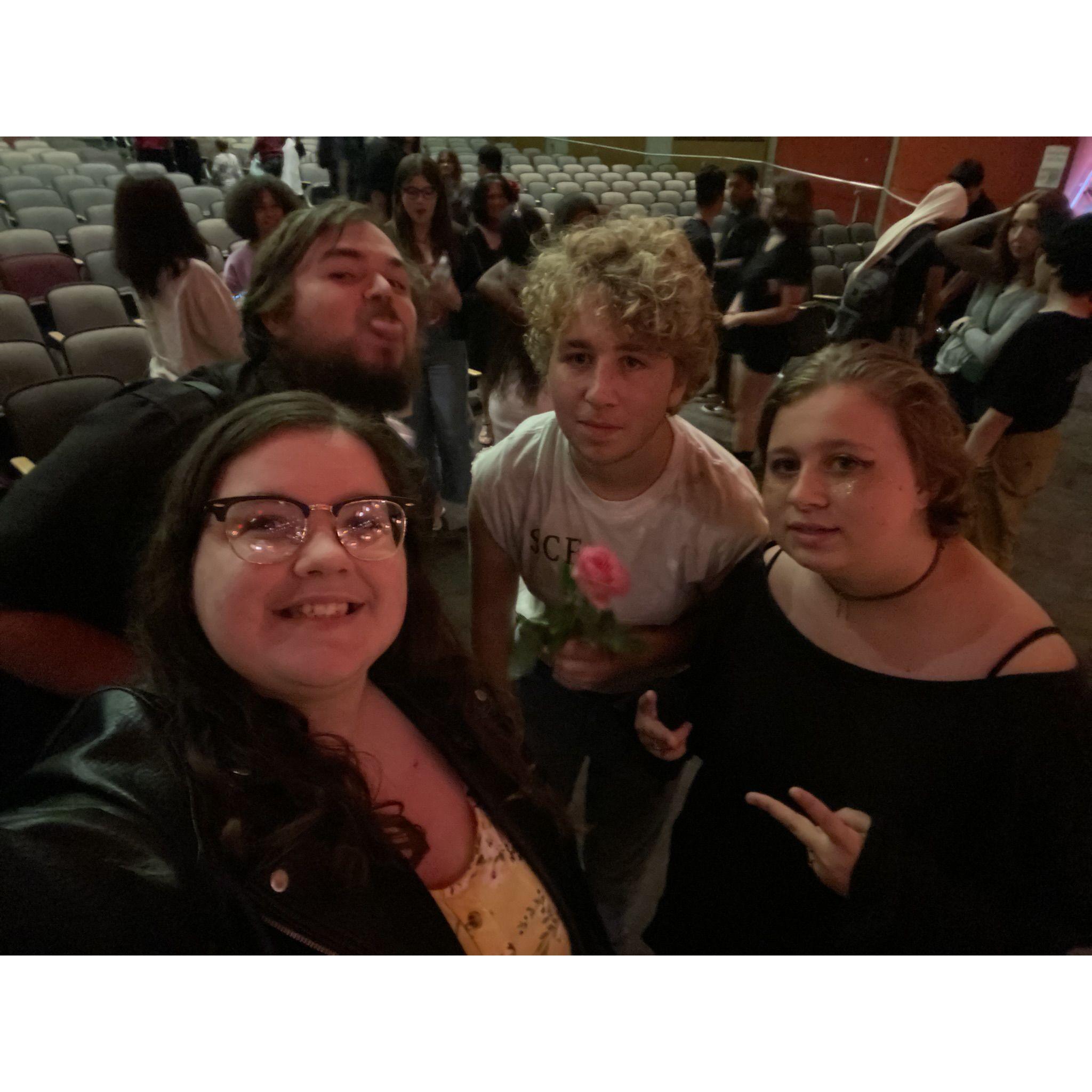 Both of us supporting Bridesmaid Lisha (and her brother Rowan) in their performance of Macbeth!