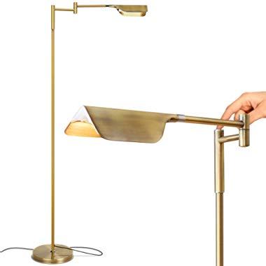 Brightech Leaf - Touch LED Floor Lamp for Reading, Crafts & Precise Tasks - Standing Modern Pharmacy Bright Light for Living Room, Sewing - Great by Office Desks & Tables - Antique Brass