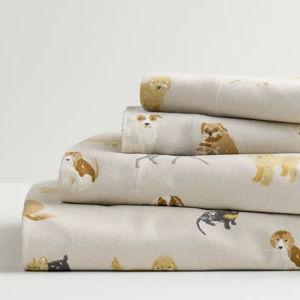 Cuddl Duds® Heavyweight Cotton Flannel Sheet Set with Pillowcases (Queen, dog print)