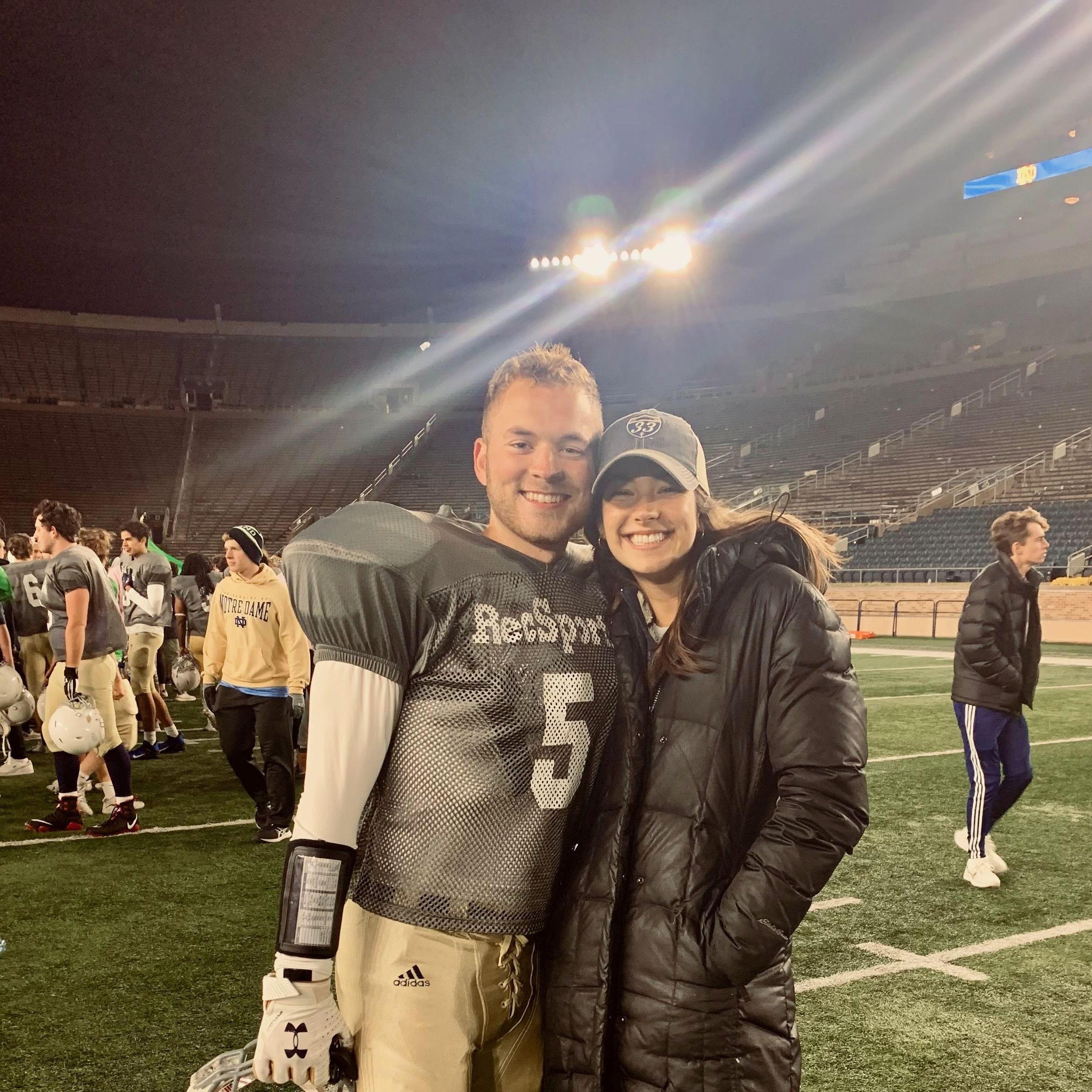 Andrew's tackle football team played in the championship game on the field at Notre Dame, sadly they lost the game but at least he's won the girl!