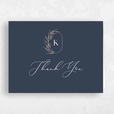 Blue Monogram Wedding Thank You - Eyota Landscape