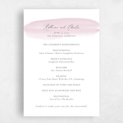 Pink Wedding Program - Violin