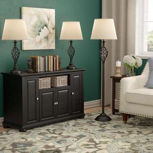Quinton 3 Piece Table and Floor Lamp Set
