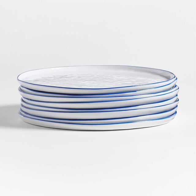 Mercer Blue Rim Dinner Plates, Set of 8