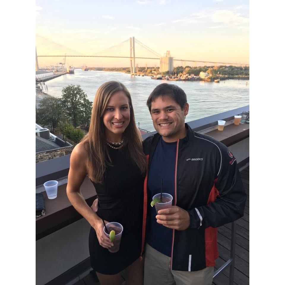 Rooftop drinks after our first marathon