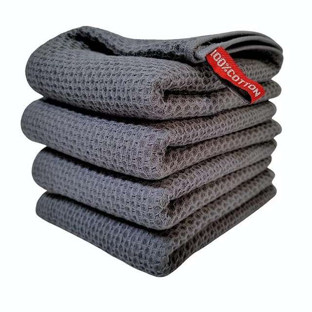 Aneway Kitchen Towels 100% Cotton Waffle Weave Dish Towel for Cleaning Drying Dishes Extra Absorbent and Soft, Dish Cloth,13 x 28 in, 4 Pack