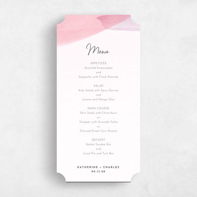 Pink Ticket Wedding Menu - Riverside