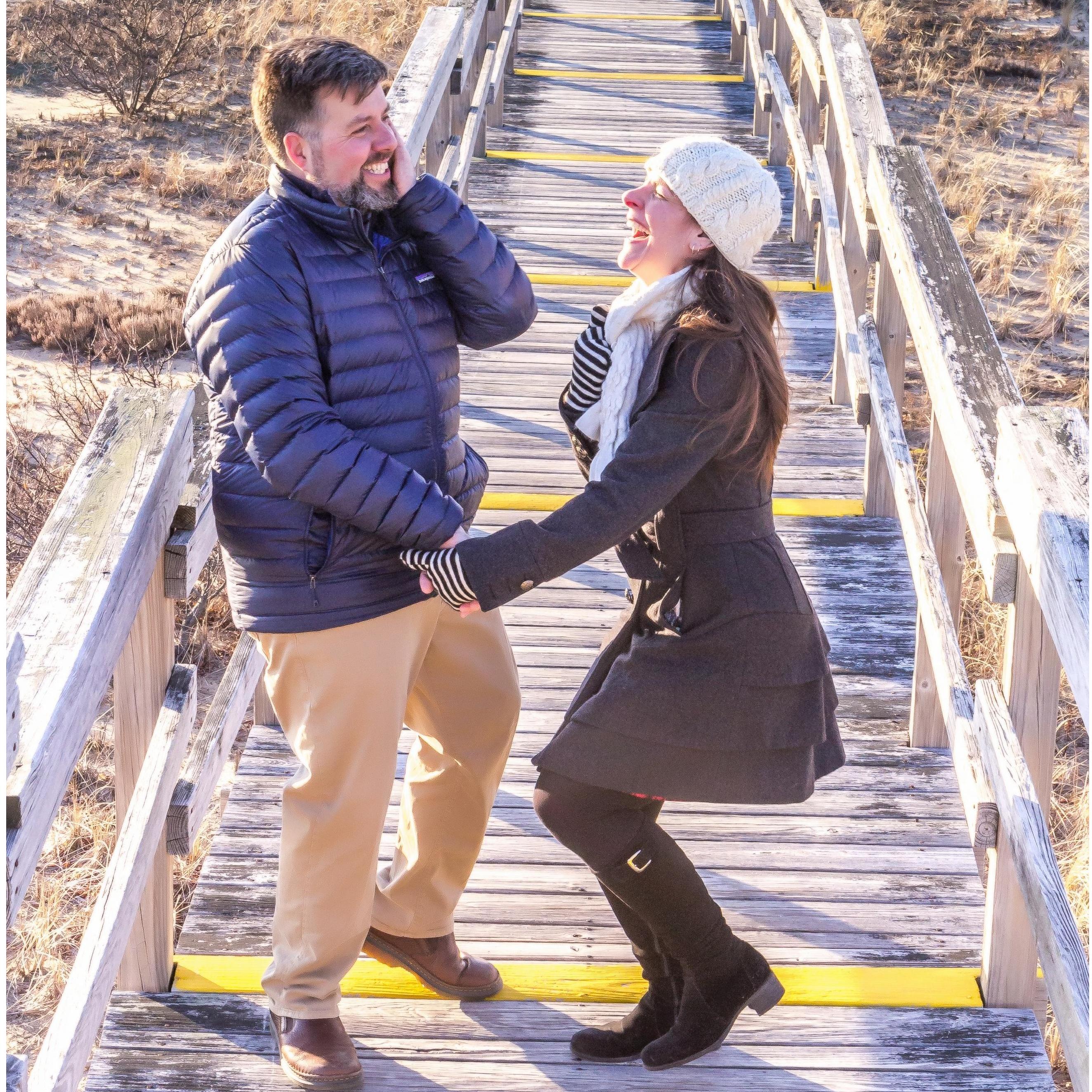laughing during the engagement shoot