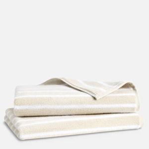 Super-Plush Turkish Cotton Bath Towels Striped Stone, Set of 2