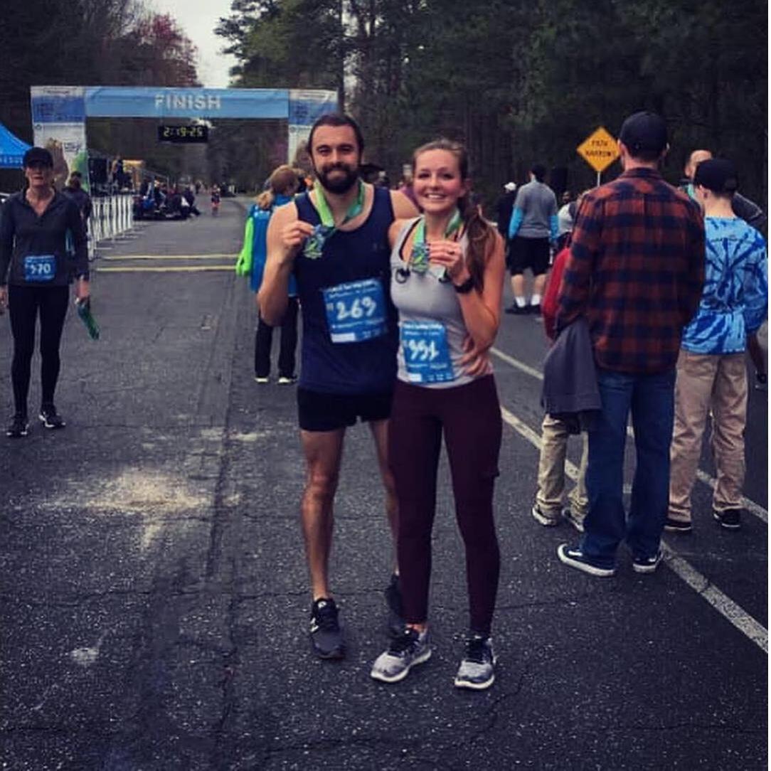 Our first half marathon, one of many runs--including a full marathon--we successfully (read: forcibly) completed together. This trip also included a little visit with Lauren Labra for some dank sushi.