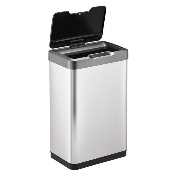 EKO Mirage-T 50 Liter / 13.2 Gallon Touchless Rectangular Motion Sensor Trash Can, Brushed Stainless Steel Finish