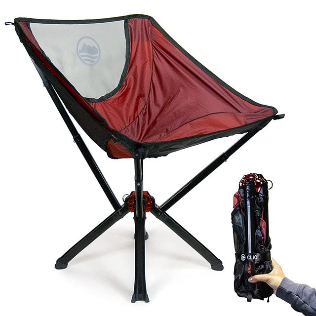 Cliq Camping Chair - Most Funded Portable Chair in Crowdfunding History. | Bottle Sized Compact Outdoor Chair | Sets up in 5 Seconds | Supports 300lbs | Aircraft Grade Aluminum