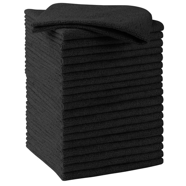 HOMEXCEL Black Microfiber Cleaning Cloths 20 Pack, Highly Absorbent, Lint & Scratch-Free Cleaning Rags for House Kitchen, Microfiber Towels for Car 11.5 x 11.5 inch